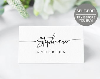 Script Place card Template Download Name Card Tag Escort cards Calligraphy Wedding Name Seating card Editable Place cards Templett 17