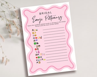 Editable Bridal Shower Game, Printable Bachelorette Game, Emoji Pictionary, Pink Bridal Shower Game, Hen Party Game, Wedding Shower Game