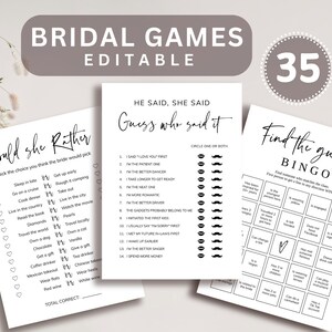 Minimalist Bridal Shower Games Bundle, Printable Bachelorette Games, Editable Wedding Shower Games, Hen Party Games, Couples Shower, Digital