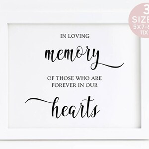 In Loving Memory Sign Printable, Remembrance Sign In Loving Memory, 8x10 Memorial Sign, In Our Hearts Sign Printable, Loved Ones Sign