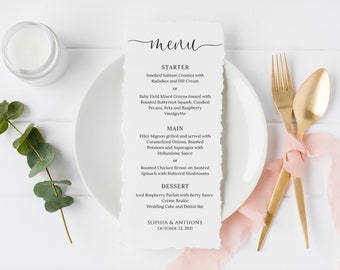 Rustic Wedding Menu Template, Printable Wedding Menu Cards, Editable Menu, TRY BEFORE You BUY, Instant Download, Minimalist