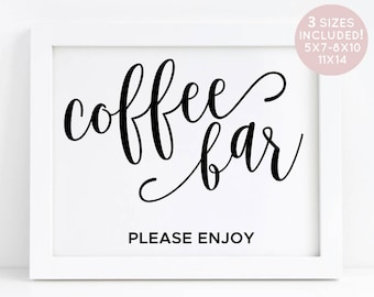 Printable Coffee Sign, Wedding Table Sign, Printable Shower Decor, DIY Wedding Signage, Coffee And Tea Bar Sign, Instant Download Wedding