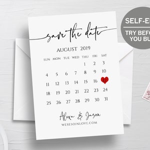 Printable Save the Date Calendar Template Save the Date | Etsy Canada
