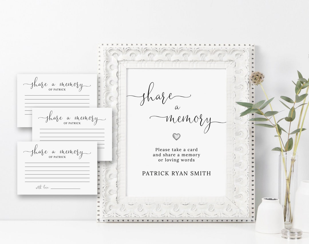Share a Memory Card Celebration of Life Template Editable Etsy