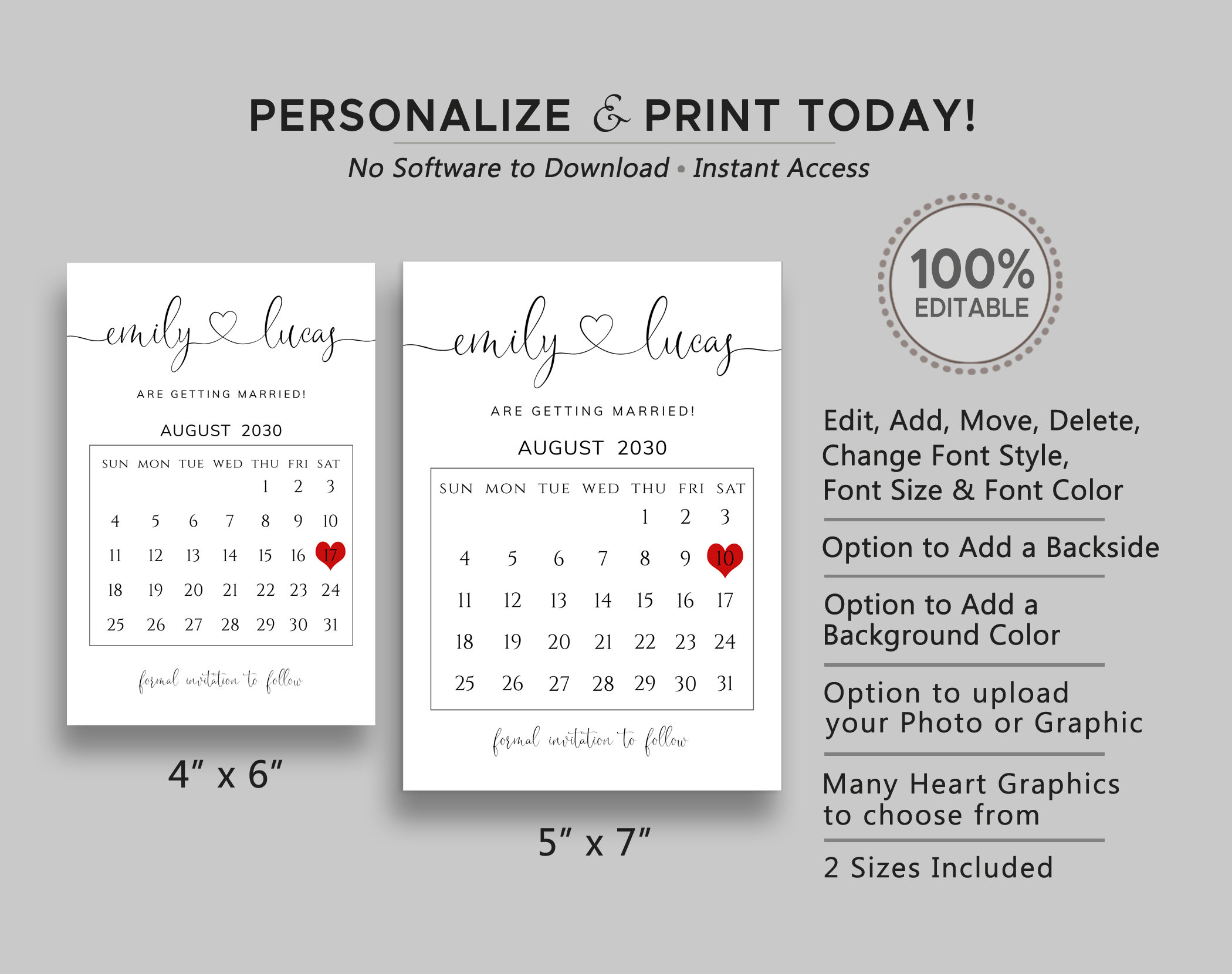 save-the-date-calendar-printable-wedding-save-the-date-cards-etsy