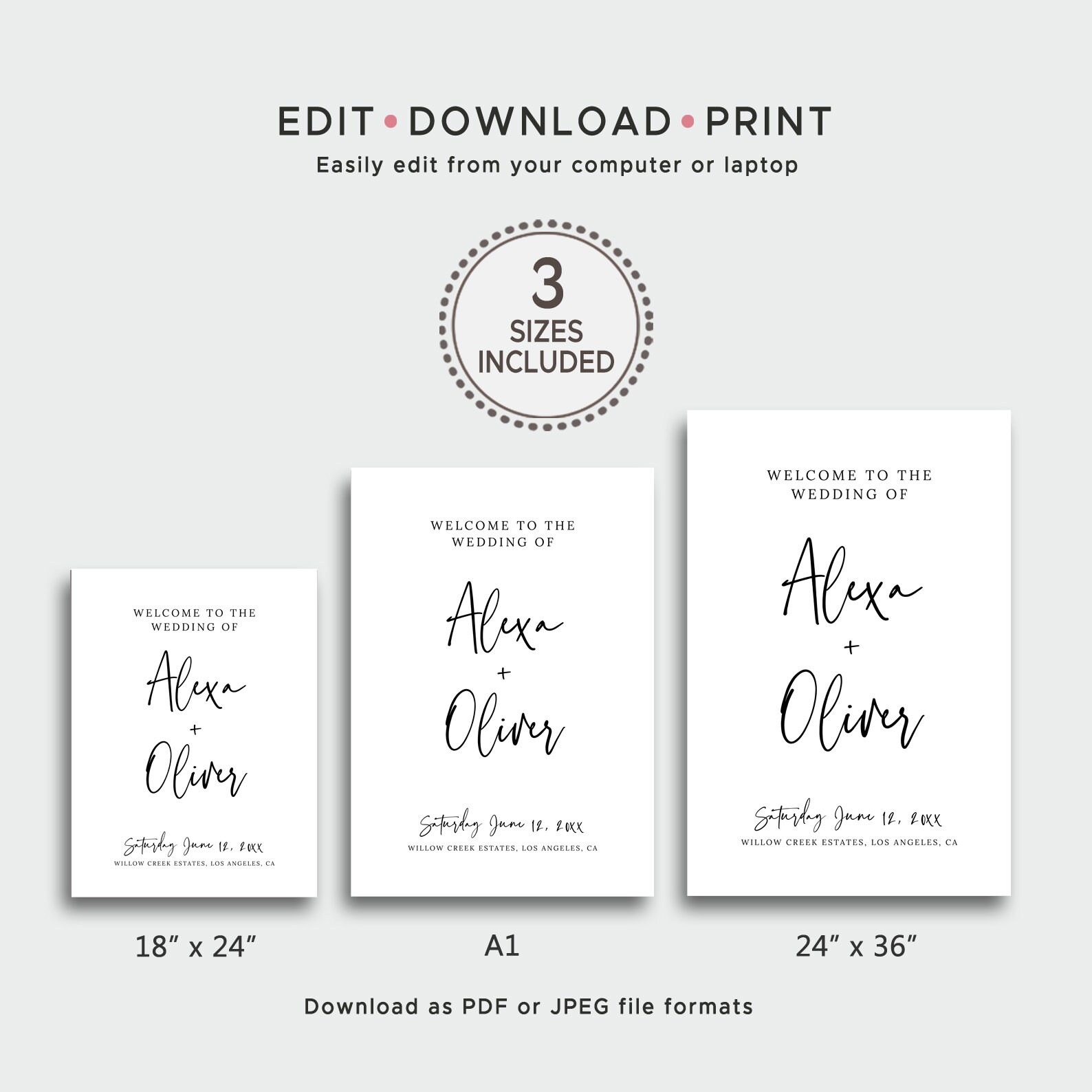 Modern Wedding Welcome Sign Template, Minimalist Welcome Poster ...