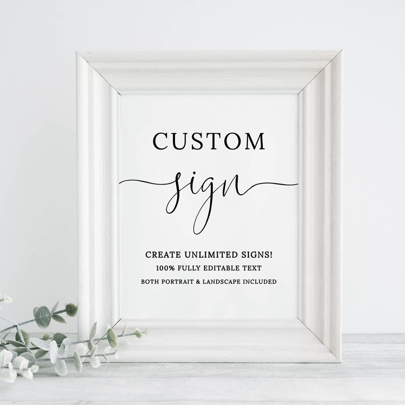 Custom Wedding Sign Template, Create Custom Signs, Editable Template ...