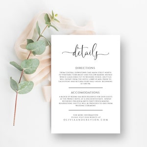 Details Card Wedding Template Instant Download Wedding - Etsy