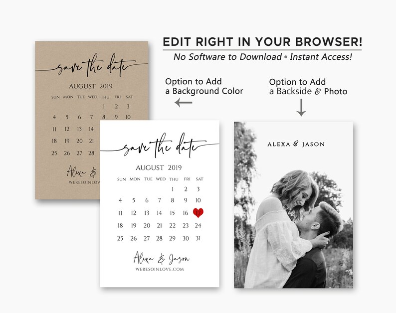 Printable Save the Date Calendar Template Save the Date - Etsy Canada