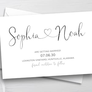 Save The Date Postcard Template, TRY BEFORE You BUY, Printable Wedding Save The Date Cards, Rustic Wedding Announcement, Heart Invitation