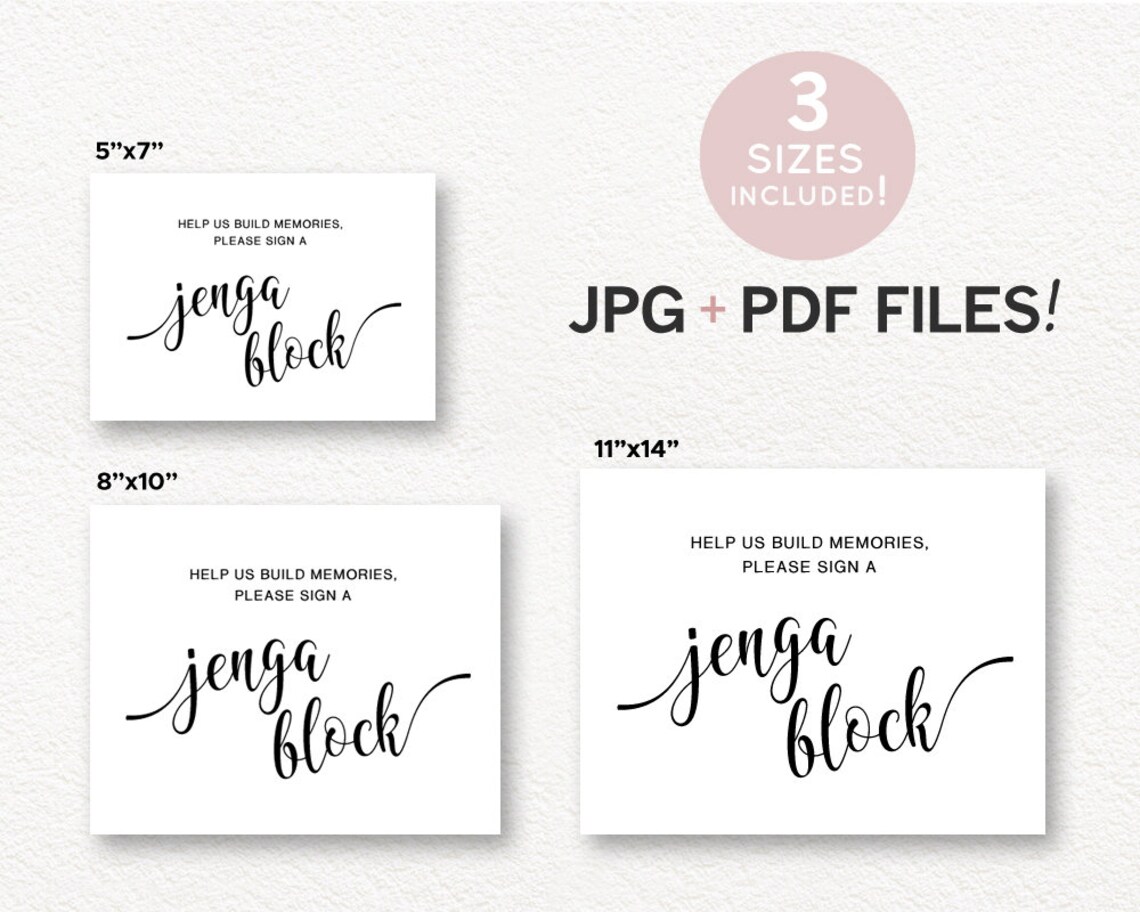 Jenga Guest Book Sign Printable Wedding Jenga Guestbook Sign - Etsy