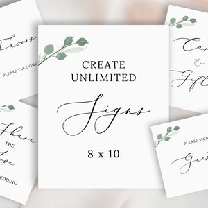 Create Custom Wedding Signs, Greenery Calligraphy, 8x10, Bridal Shower Sign, Baby Shower Sign, Custom Signs, Wedding Favors for Guests Sign