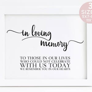 In Loving Memory Printable, Memorial Sign Wedding, In Memory Of Wedding Sign, Funeral Printable, Wedding Memory Table, Bereavement Sign