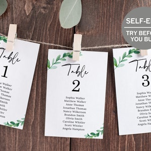 Seating Chart Sign, Wedding Seating Chart Template, Find Your Seat, Seating Plan, Hanging Seat Cards, Rustic Wedding, Greenery, Minimalist
