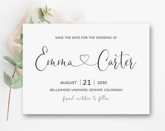 Wedding Save The Date Postcard, Printable Save The Date Cards, Rustic Save The Date Template, Minimalist Wedding Invitation, Announcement