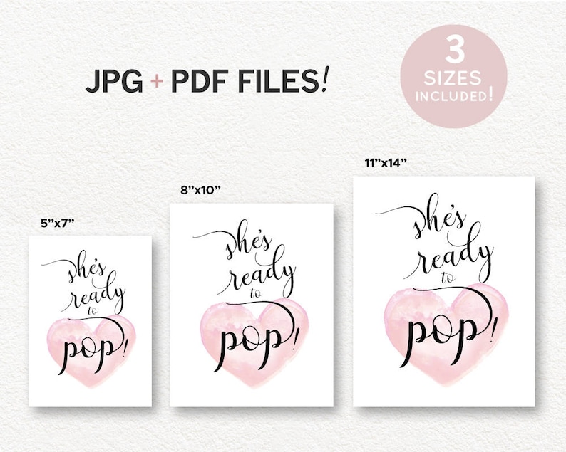 Ready to Pop Printable Baby Shower Printable PDF Shes Ready - Etsy