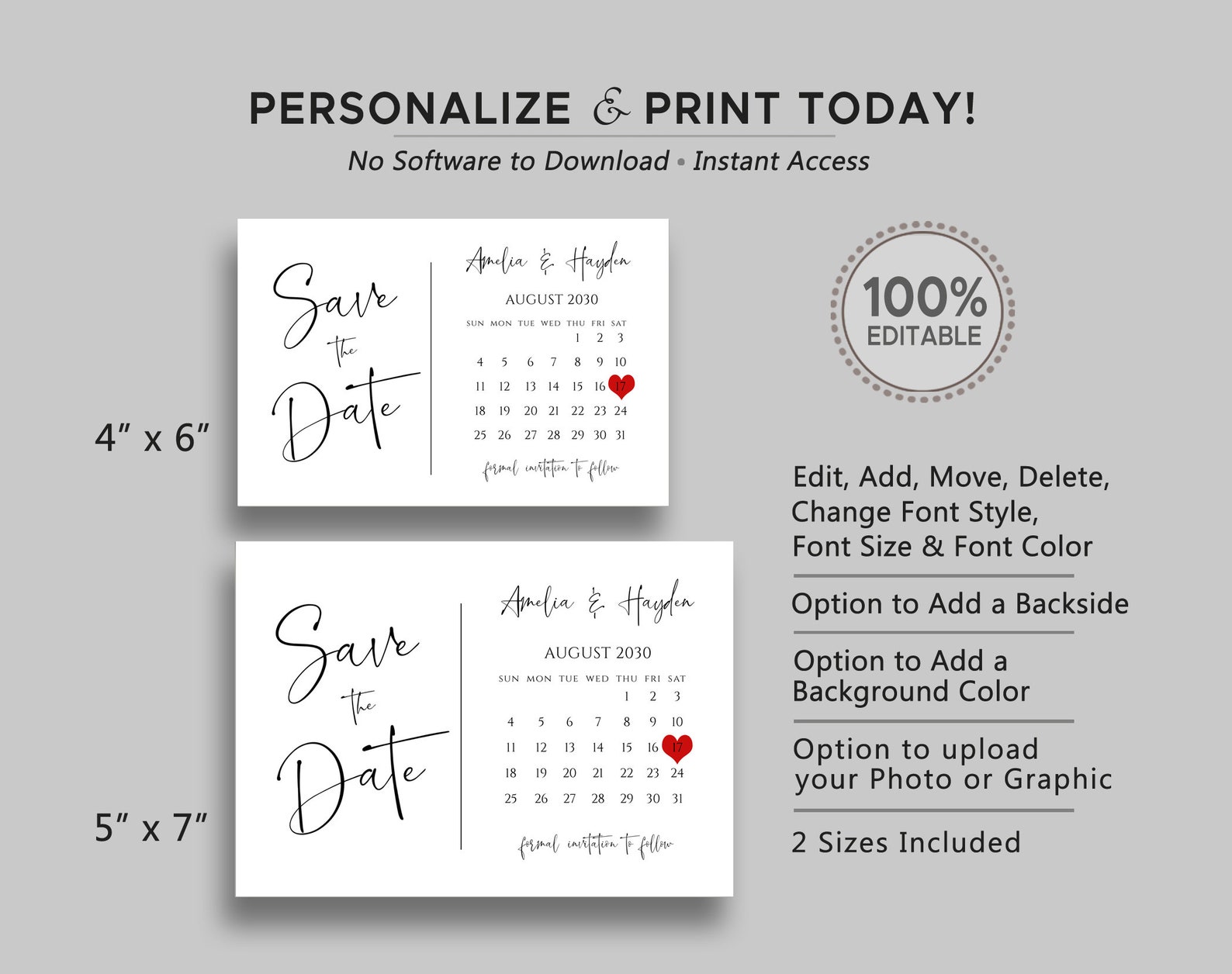 Save the Date Calendar Template TRY BEFORE You BUY Save the Etsy