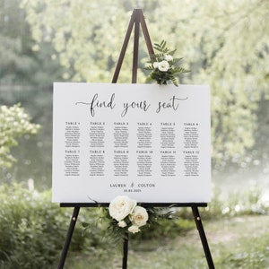 Find Your Seat Sign, Wedding Seating Chart Template, Printable Seating Plan, Editable Wedding Sign, Rustic Wedding, Landscape, Minimalist image 2