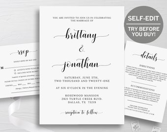 Wedding Invitation Template Download, Wedding Invitation Set, Details Card, RSVP Card, Wedding Invites, Invitation Suite, Rustic, Printable