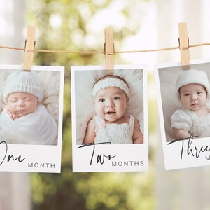 First Birthday Photo Banner Template, Editable Baby&#39;s 1st Birthday, Monthly Milestone Cards, Modern 1st Birthday Banner, Instant Download