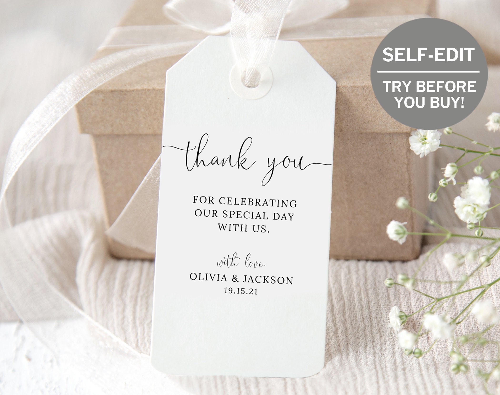 Editable Wedding Favor Tags TRY BEFORE You BUY Thank You Etsy