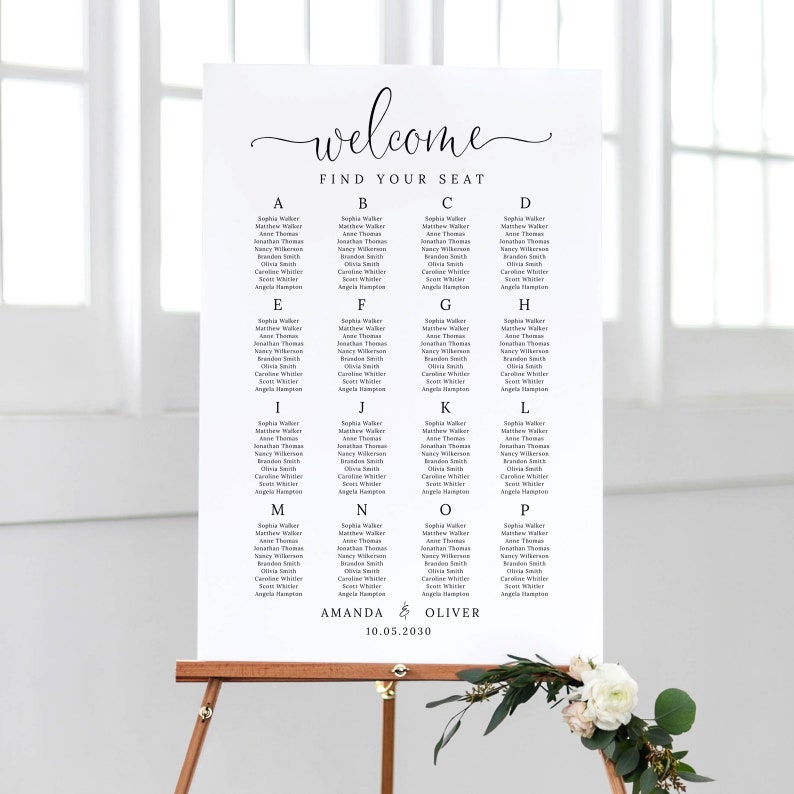 Seating Letters Alphabetical Seating Chart Template, Modern Calligraphy, Wedding ...