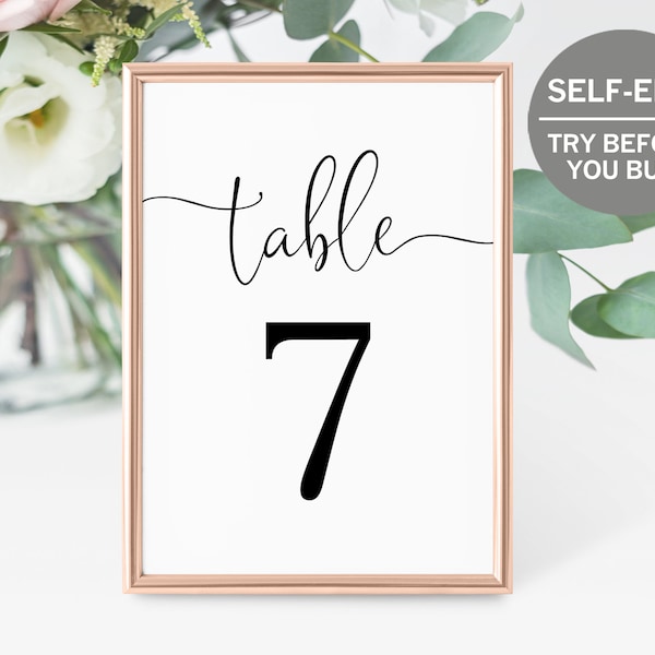 Table Number Template, TRY BEFORE You BUY, Rustic Table Numbers, Signs For Table Number Stands, Table Cards, Minimalist, Printable, Diy