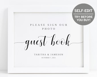 Photo Guest Book Sign, TRY FREE DEMO, Photo Guestbook, Guestbook Sign, Wedding Template, Alternative Guest Book, Rustic Wedding, Minimalist