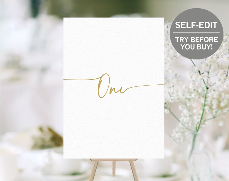 Rustic Gold Table Number Gold Wedding Table Numbers TRY BEFORE You BUY Table Number Template Printable Table Numbers Table Cards