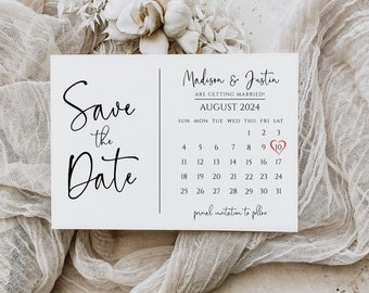 Save The Date Calendar Template, TRY BEFORE You BUY, Save The Date Postcard, 100% Editable, Wedding Announcement, Printable, Rustic