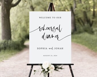 Rehearsal Dinner Welcome Sign Template, Modern Calligraphy, Digital Download Wedding Sign, Editable Printable, Ceremony Sign, Rustic Wedding