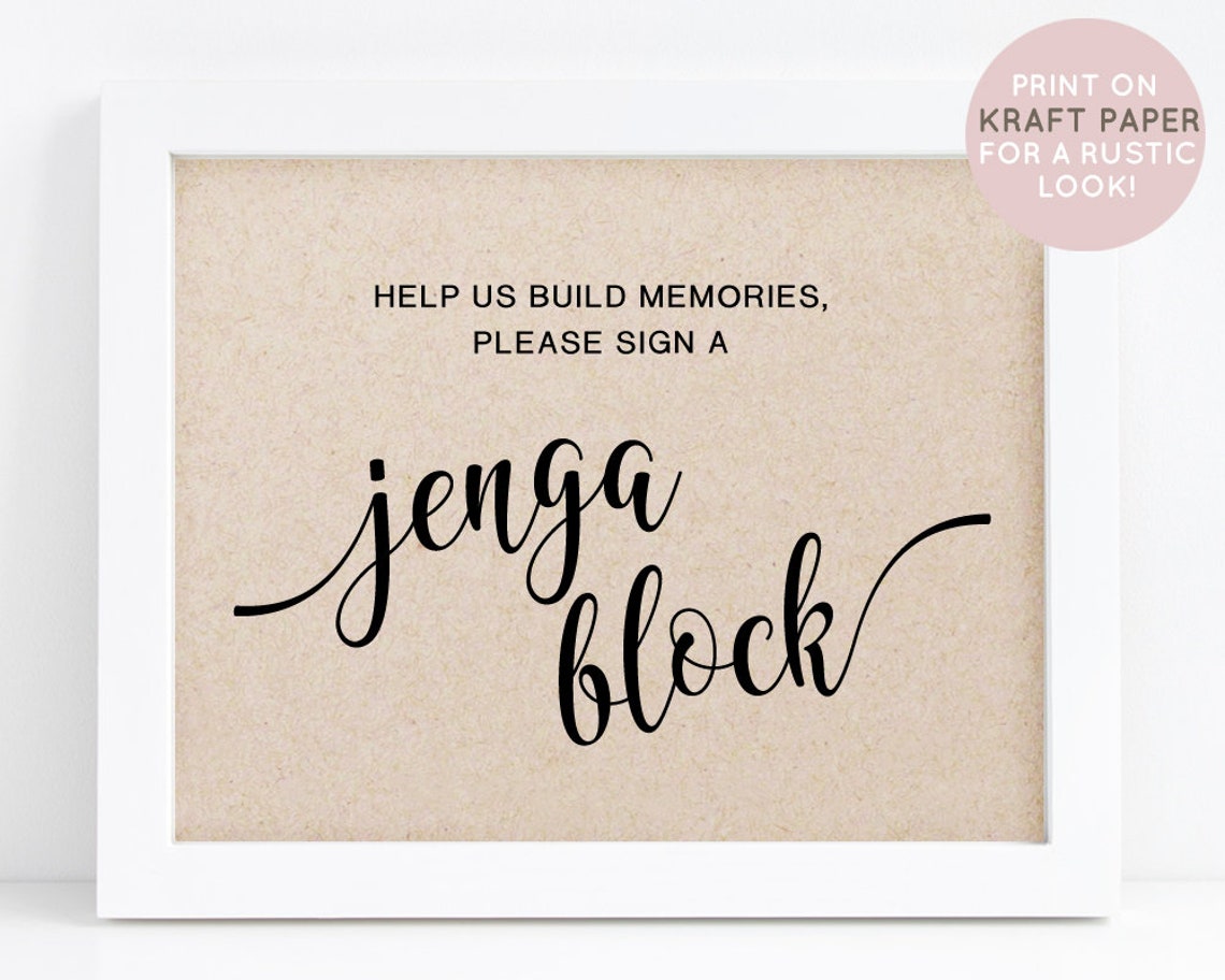 Jenga Guest Book Sign Printable Wedding Jenga Guestbook Sign - Etsy