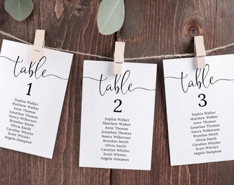 Wedding Seating Chart Template, TRY BEFORE You BUY, Table Numbers, Wedding Place Cards, Seating Plan, Hanging Seat Cards, Minimalist, Rustic