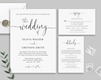 Simple Wedding Invitation Template TRY BEFORE You BUY | Etsy