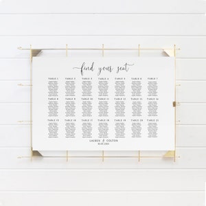 Find Your Seat Sign, Wedding Seating Chart Template, Printable Seating Plan, Editable Wedding Sign, Rustic Wedding, Landscape, Minimalist image 8