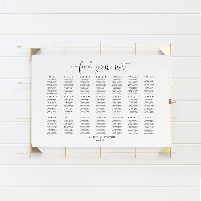 Find Your Seat Sign, Wedding Seating Chart Template, Printable Seating Plan, Editable Wedding Sign, Rustic Wedding, Landscape, Minimalist image 8