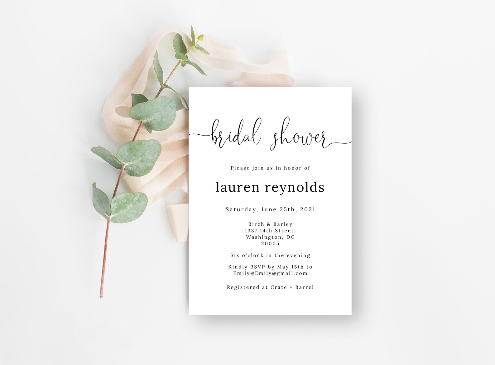 Simple Bridal Shower Invitation Modern Calligraphy Simple | Etsy