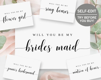 Will You Be My Bridesmaid Card, TRY BEFORE You BUY, Flower Girl Proposal, Bridesmaid Proposal Card, Maid of Honor Card, Ring Bearer, Rustic