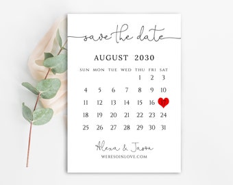 Printable Save The Date Postcard, TRY BEFORE You BUY, Save The Date Calendar Template, Save The Date Cards, Digital Download, Minimalist