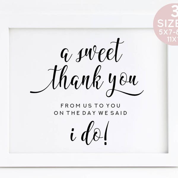 Sweet Thank You Sign, Wedding Candy Favor, Wedding Favor Sign Printable, Reception Thank You Sign, Wedding Honey Favors, Wedding Treat Bag