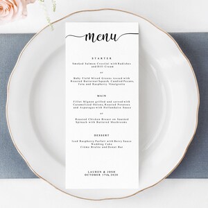 Printable Wedding Menu Card Template, Editable Wedding Menu Template, Menu Template Instant Download, Elegant Menu Card, Menu PDF Template