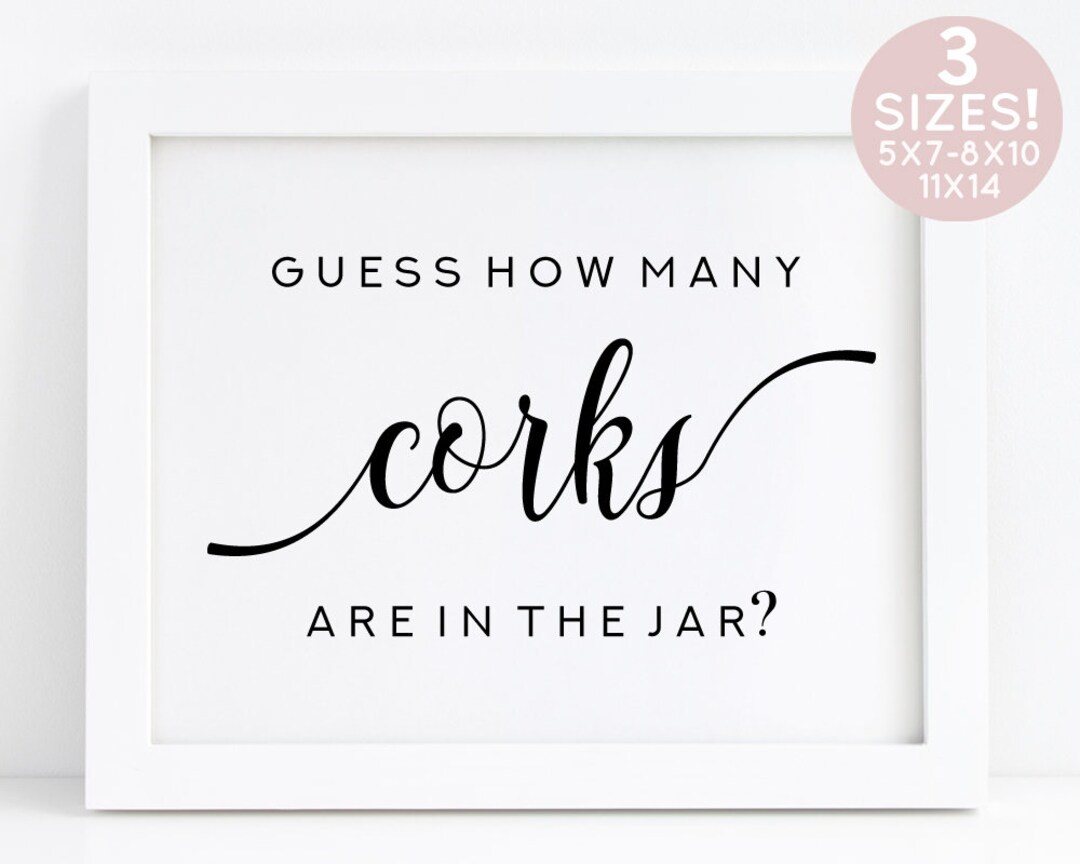 Guess How Many Corks, Bridal Shower Guessing Games, Printable Bridal ...