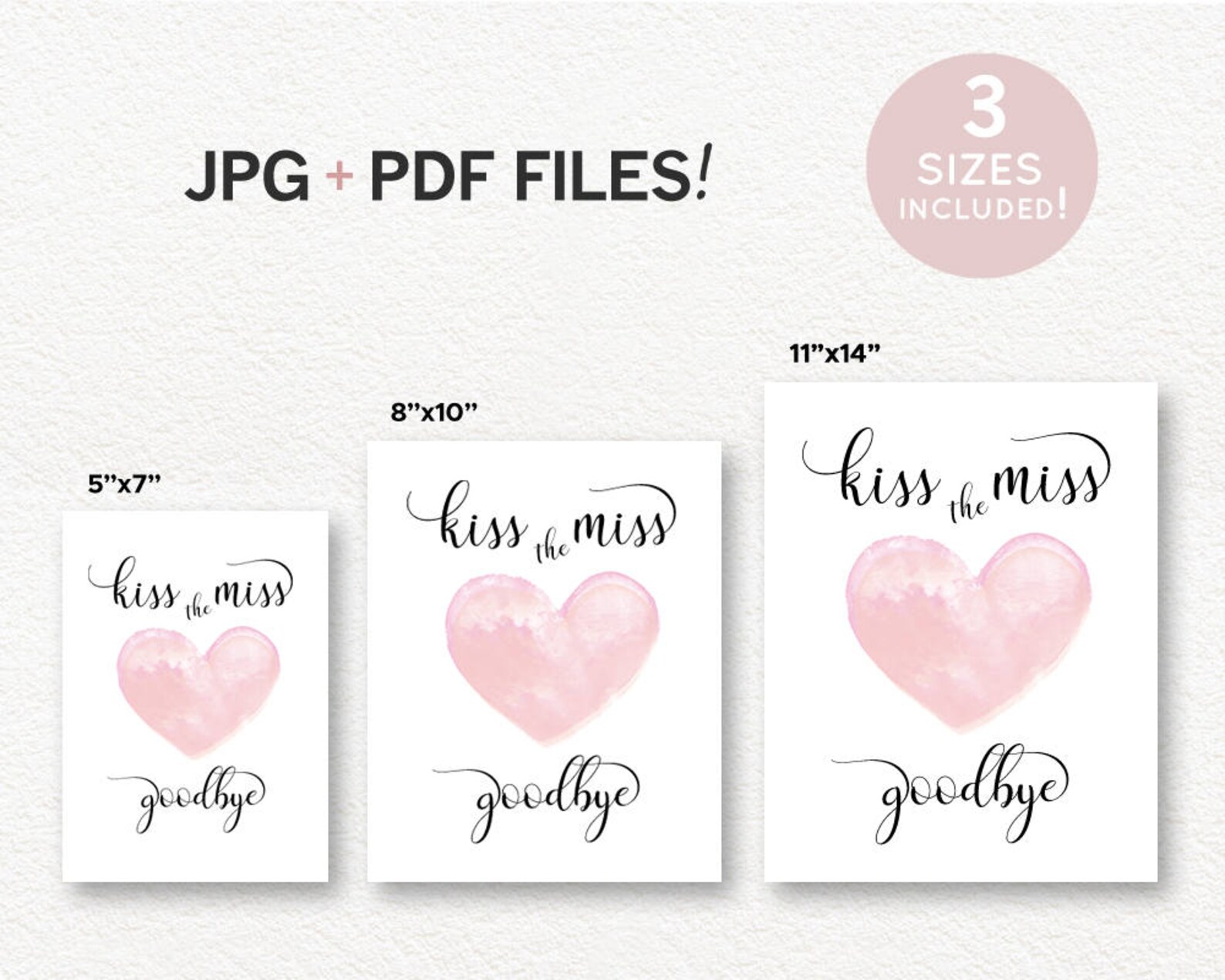 Kiss the Miss Goodbye Bachelorette Printable Rose Gold - Etsy