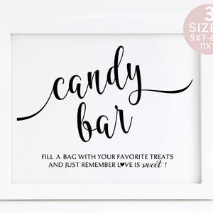 Candy Bar Sign, Wedding Candy Sign, Wedding Decor, Party Printables, Love Is Sweet, Wedding Table Signs, Wedding Signage, Minimalist, Diy