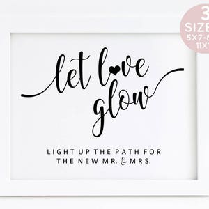 Let Love Glow Zeichen, send off Zeichen druckbare, send off Zeichen für Hochzeit, Let Love Glow, Hochzeit Schild, Abschicken, Schild Glow Hochzeit