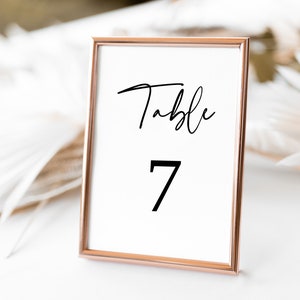 Printable Wedding Table Numbers Template, Elegant Calligraphy, Table Cards, Number Sign, Editable Minimalist, Digital Download, Rustic