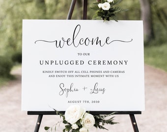 Unplugged Ceremony Sign, TRY BEFORE You BUY, Wedding Welcome Sign, Printable Unplugged Wedding Sign, Editable Wedding Template, Minimalist