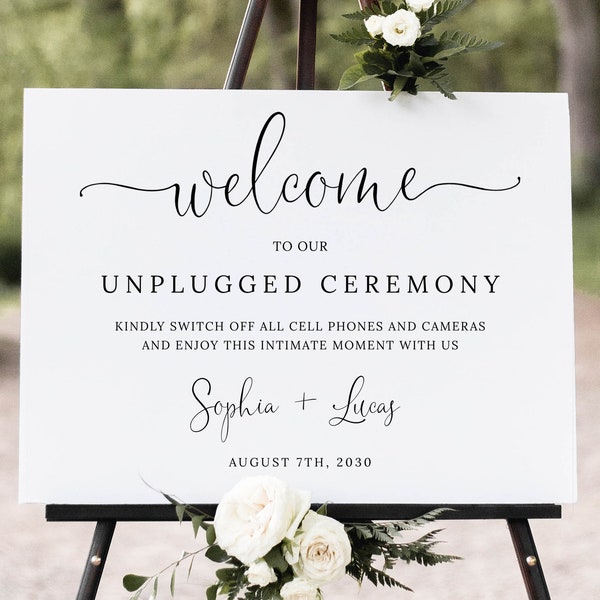 Unplugged Ceremony Sign, TRY BEFORE You BUY, Wedding Welcome Sign, Printable Unplugged Wedding Sign, Editable Wedding Template, Minimalist