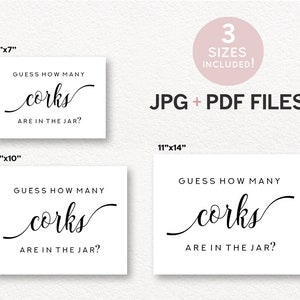 Guess How Many Corks, Bridal Shower Guessing Games, Printable Bridal ...