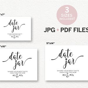 Date Jar PRINTABLE, Wedding Date Jar, Wedding Games Printable, Date Jar ...